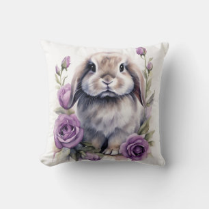Purple Rose Lop Eared Rabbit Cushion