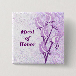 Purple Rose Maid of Honour Button Pin