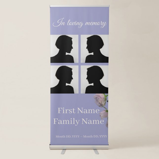 Purple rose memorial collage retractable banner (Front)