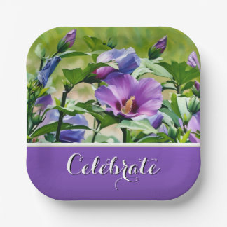 Purple Rose of Sharon - Celebrate Paper Plate