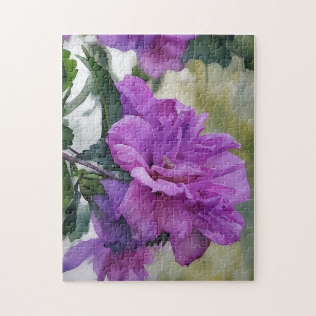Purple Rose of Sharon Floral Flower Art Puzzle (Vertical)