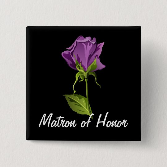 Purple Rose on Black 15 Cm Square Badge