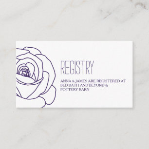Purple Rose Outline Wedding Registry Card