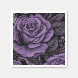 Purple Rose Pattern, Gothic wedding, Lovers Napkin