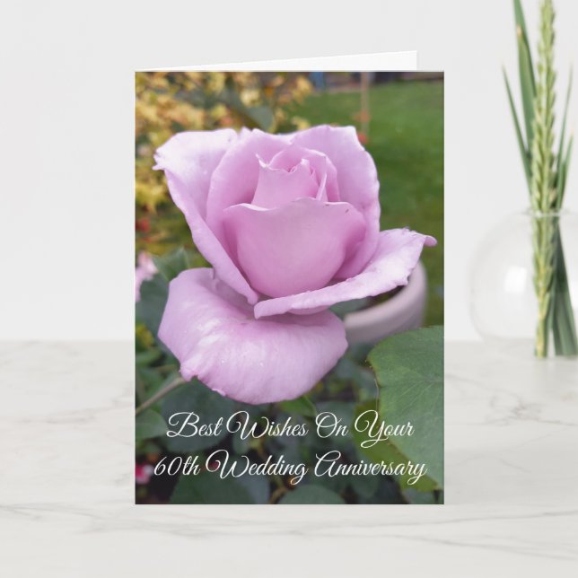 Purple Rose Personalised 60th Wedding Anniversary Card (Front)