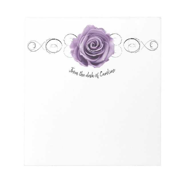 Purple Rose Personalised Notepad (Front)