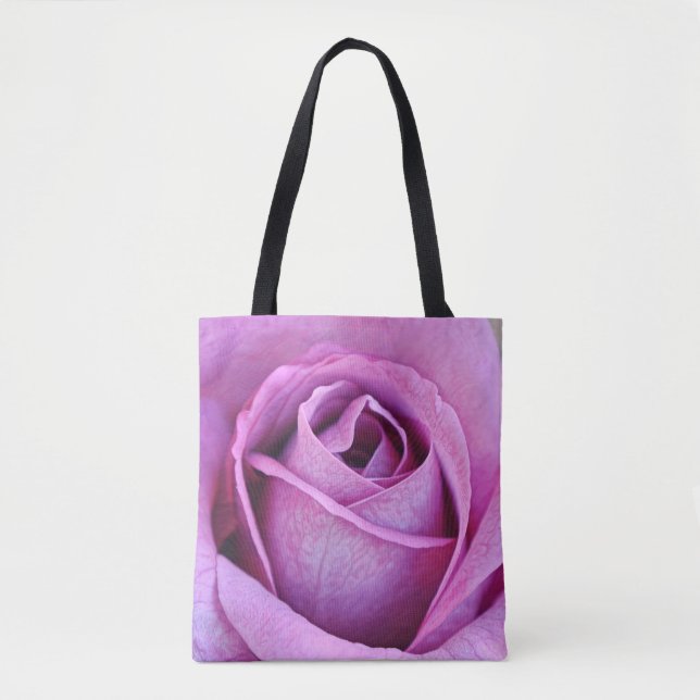 Purple Rose Petals Flower Art Tote Bag (Front)