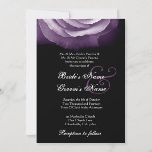 PURPLE Rose Petals Wedding Invitation