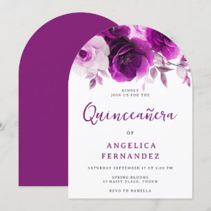 Purple Rose Quinceanera Party Arch Invitation