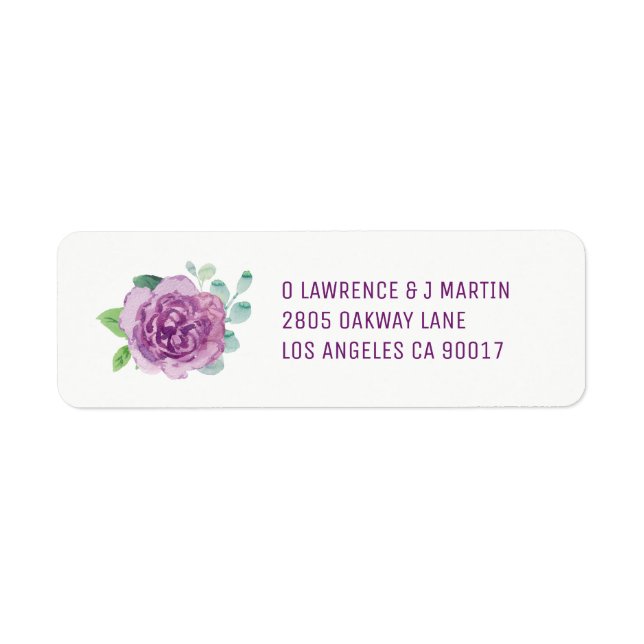 Purple Rose Return Address Labels (Front)
