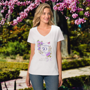 Purple Rose Ribbon 50th Birthday T-Shirt