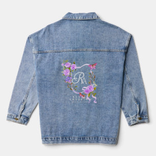 Purple Rose Ribbon Chic Monogram Denim Jacket