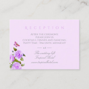 Purple Rose Ribbon Monogram Wedding  Enclosure Card