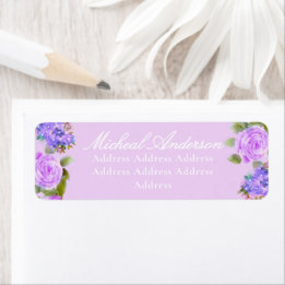 Purple Rose Ribbon Wedding Invitation Label