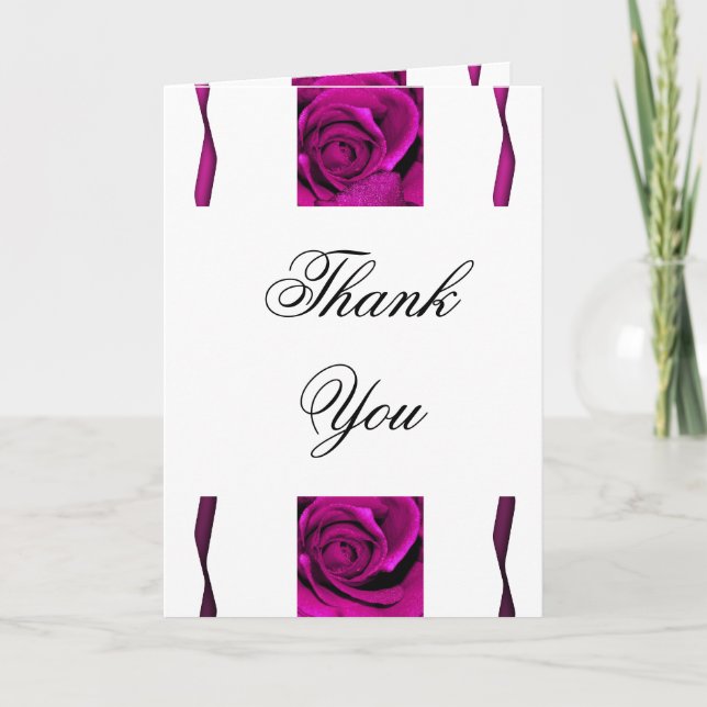 Purple rose roses elegant thank you card (Front)