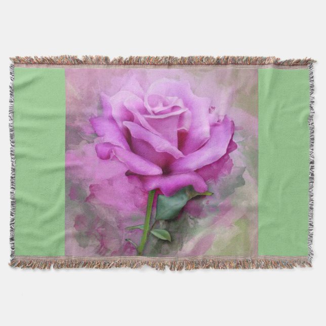 Purple rose/sage throw. throw blanket (Front)