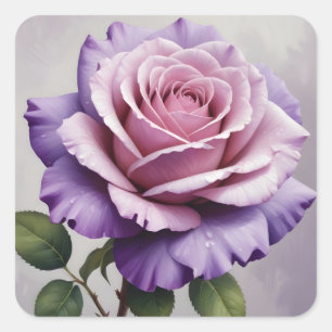 Purple rose square sticker