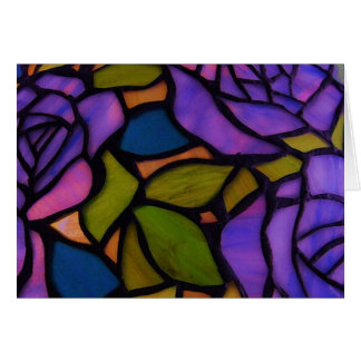 Purple Rose Stained Glass Greeting Note Card