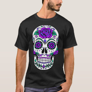 Purple Rose Sugar Skull  T-Shirt