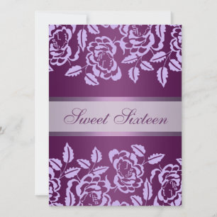 Purple Rose Sweet16 Birthday Invite