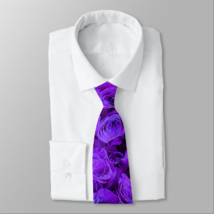 Purple Rose, vibrant purple blue flowers Tie