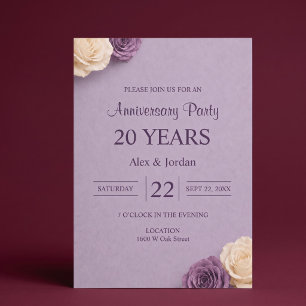 Purple Rose Wedding Anniversary Invitation