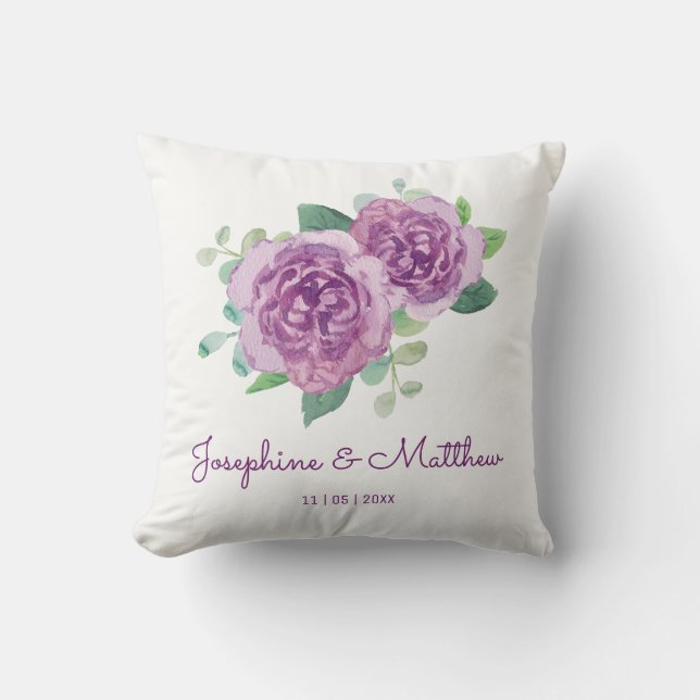 Purple Rose Wedding Cushion (Front)