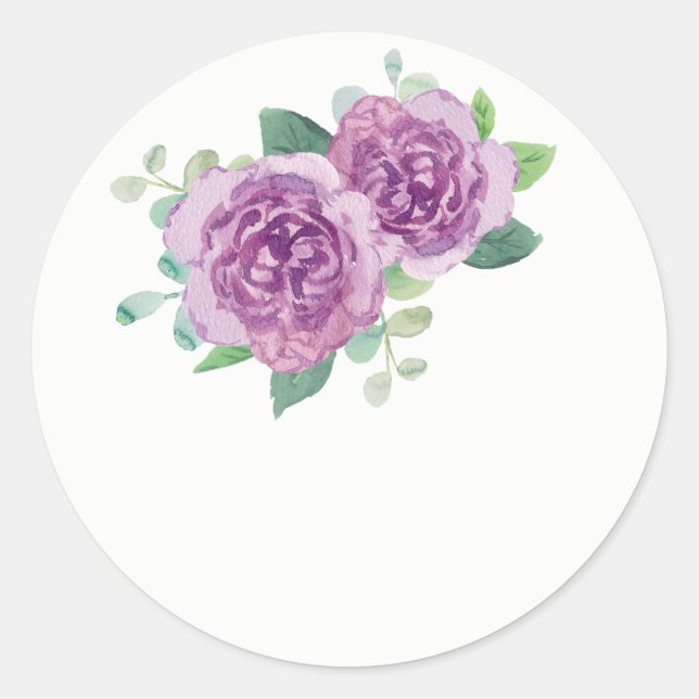 Purple Rose Wedding Favour Stickers (Front)