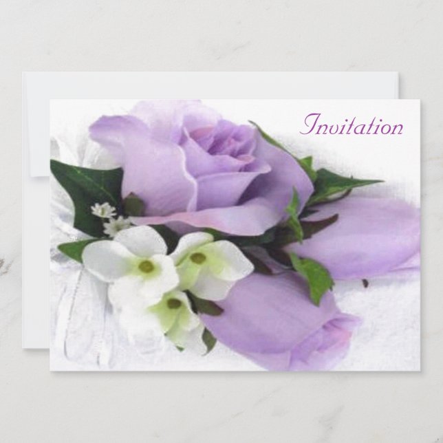 Purple Rose Wedding Invitation (Front)