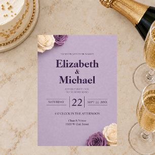 Purple Rose Wedding Invitation