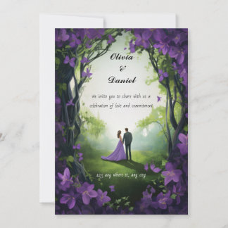 Purple Rose Wedding Invitations: Floral Elegance