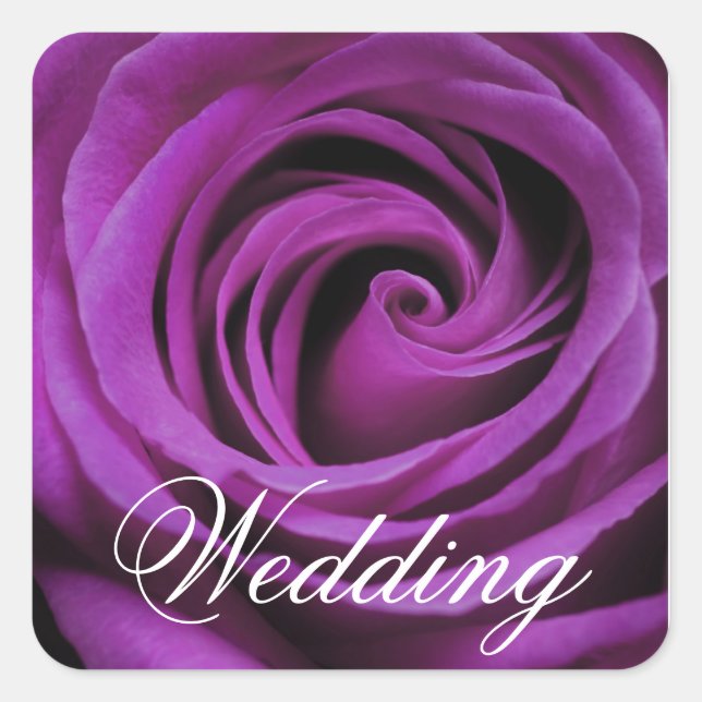 Purple Rose Wedding Square Sticker (Front)