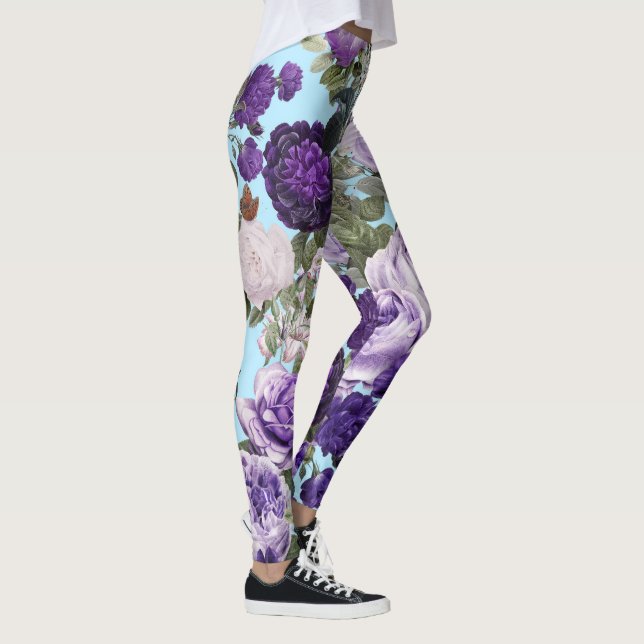 purple rose with butterfly pattern leggings (Right)