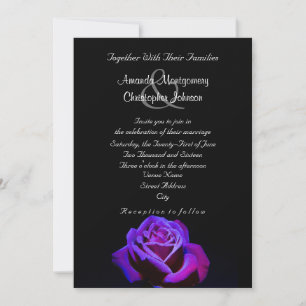 Purple Rose With Water Droplets Wedding Invitation