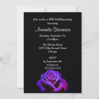 Purple Rose With Water Drops Birthday Party