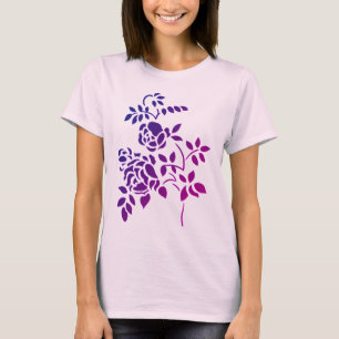 Purple Rosebud Stencil Art T-Shirt