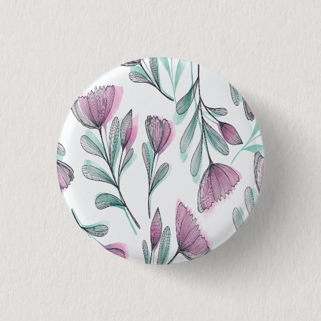 Purple roses 3 cm round badge (Front)