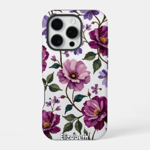 Purple Roses and Blossoms Wallpaper iPhone 16 Pro Case