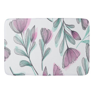 Purple roses bath mat
