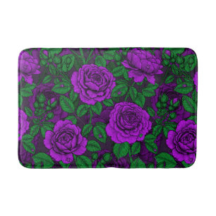 Purple roses bath mat