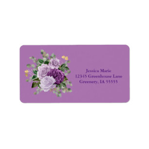 Purple Roses Botanical Return Address Label