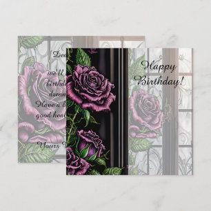 Purple roses by the window - gothic style birthday