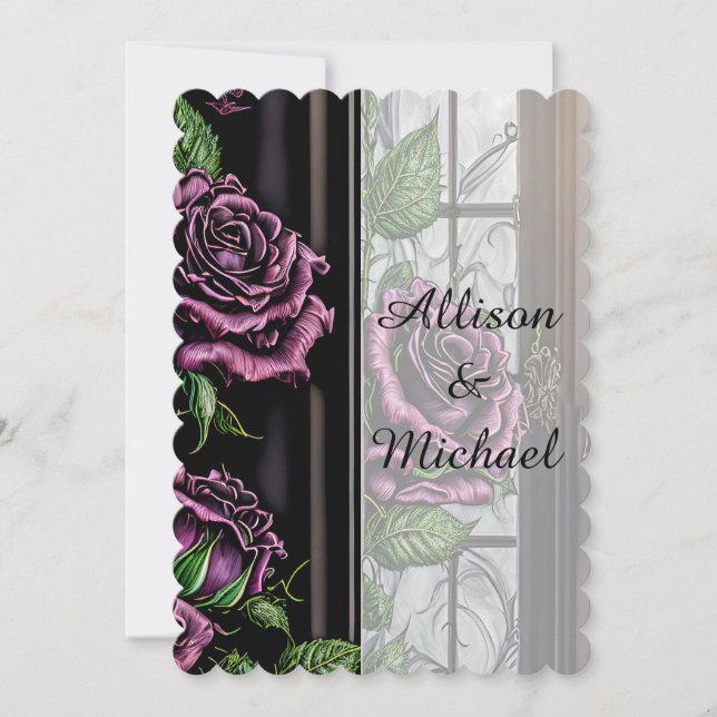 Purple roses by the window - gothic style invitation (Front)
