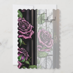 Purple roses by the window - gothic style thank you card