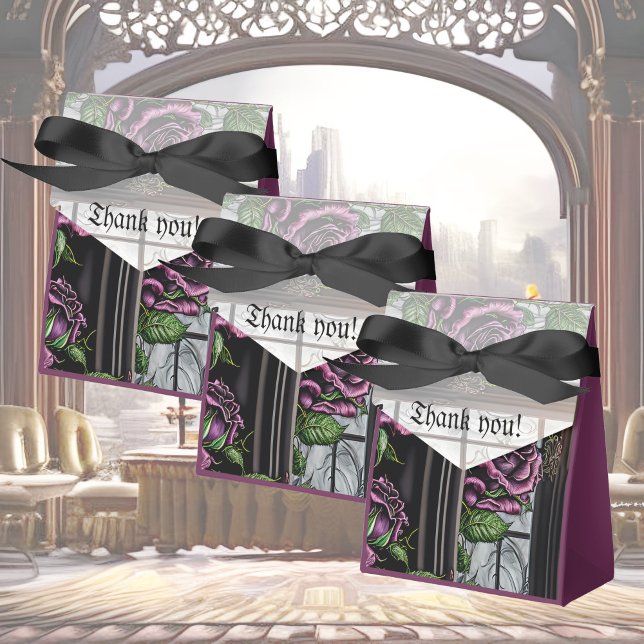 Purple roses by the window - gothic style wedding  favour box (Creator Uploaded)