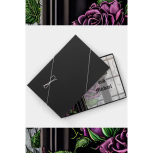 Purple roses by the window - gothic style wedding guest book