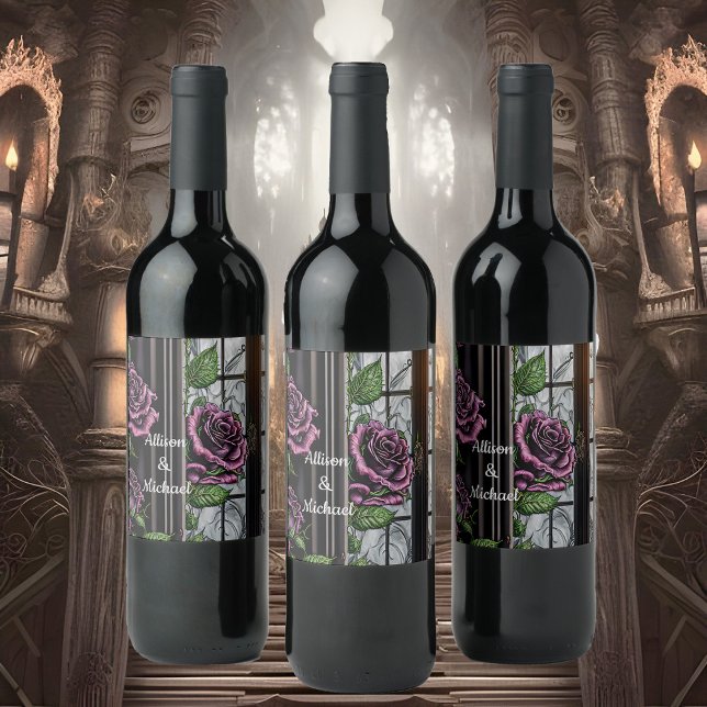 Purple roses by the window - gothic style wine label (Creator Uploaded)