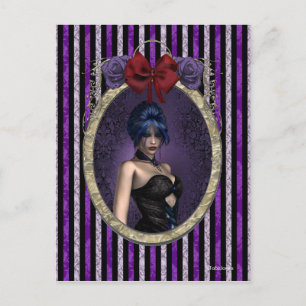 Purple Roses Cameo Goth Steampunk Pinup Postcard