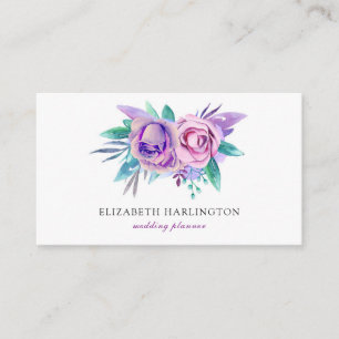 Purple roses card. Florals. Watercolor flowers Business Card
