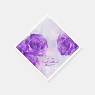 Purple Roses Custom Paper Napkins